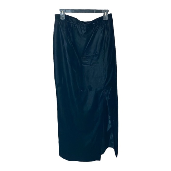 Patra Navy Blue Velvet Lined Maxi Pencil Skirt Asymmetrical Side Split FLAW Sz M - Picture 1 of 8